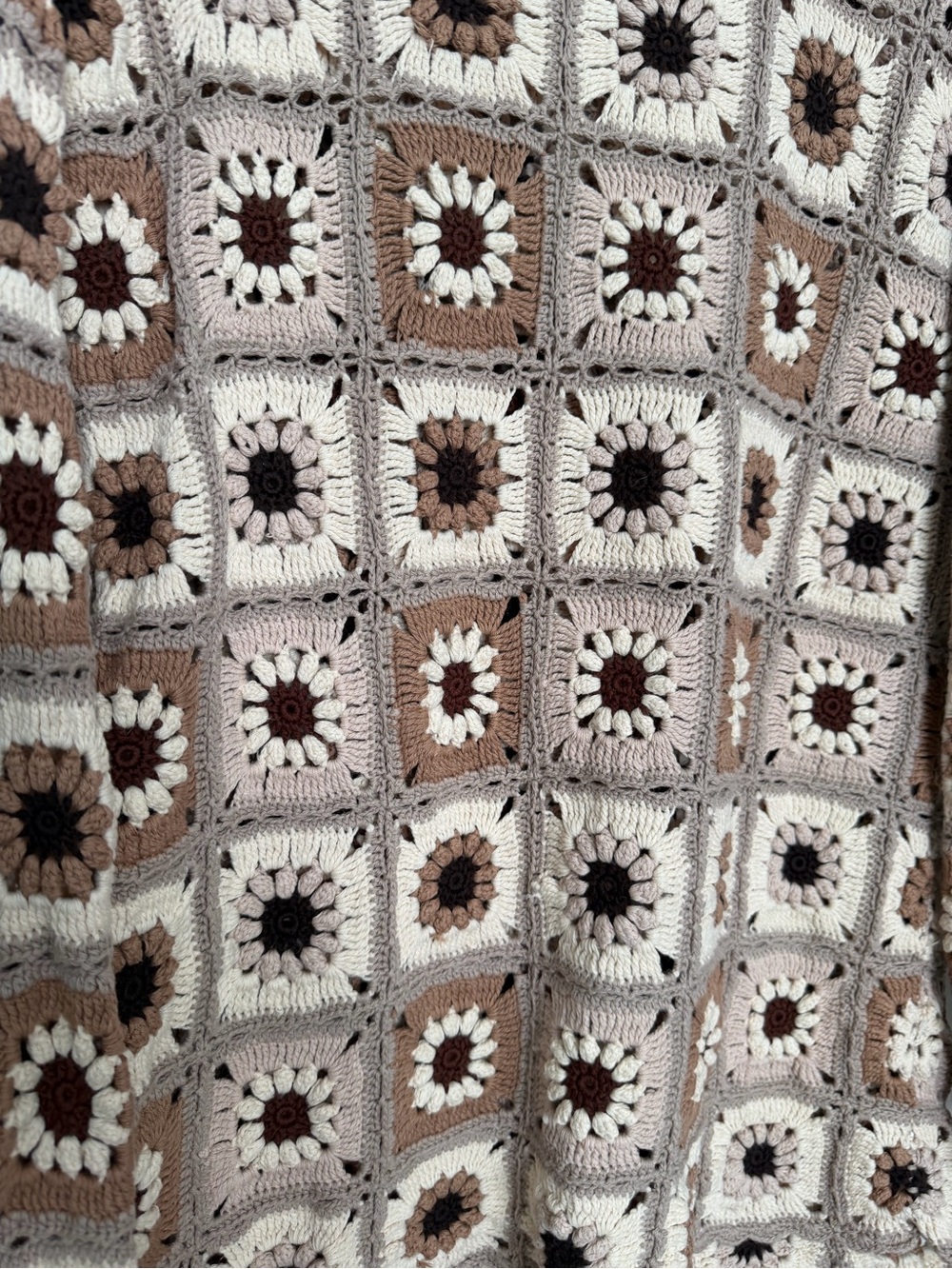 Show Me Your MuMu Crochet Square Floral Mini Coverup in Cream and Brown Large - Picture 6 of 11
